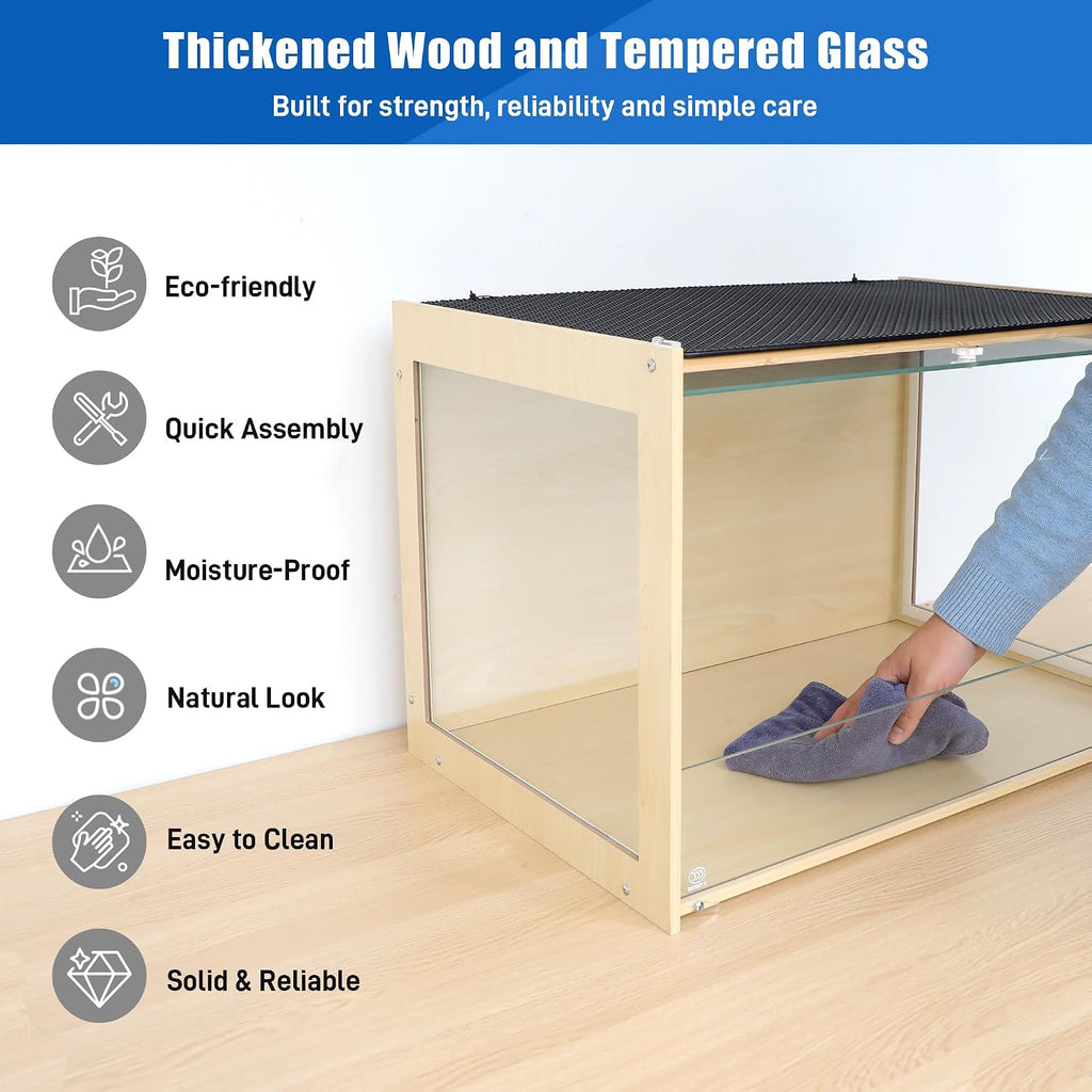 reptile terrarium enclosure 30gallon bearded dragon tank, 24*16*16inch showing dimensions