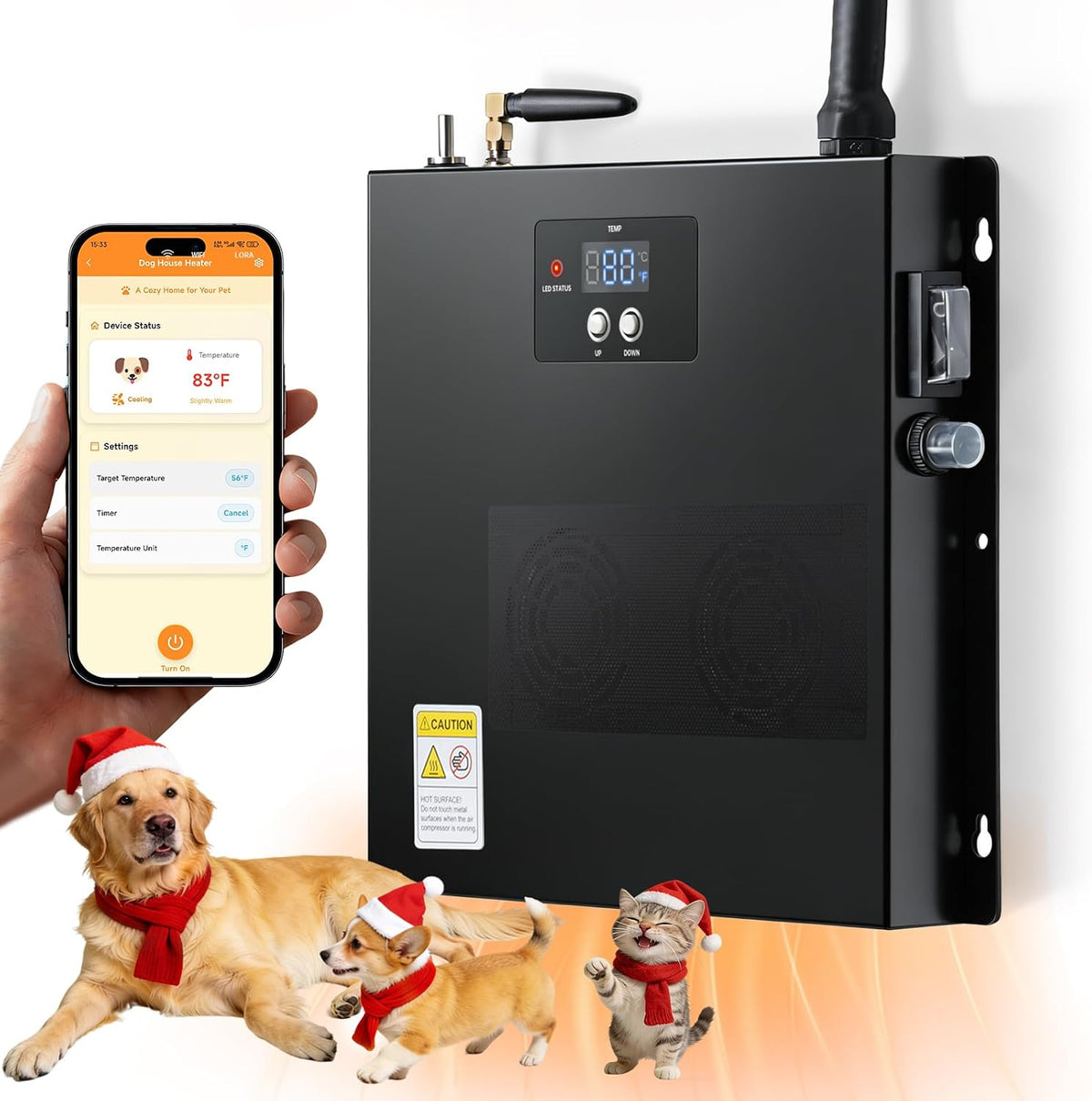 briidea wifi dog house heater 400w with lora, main product view