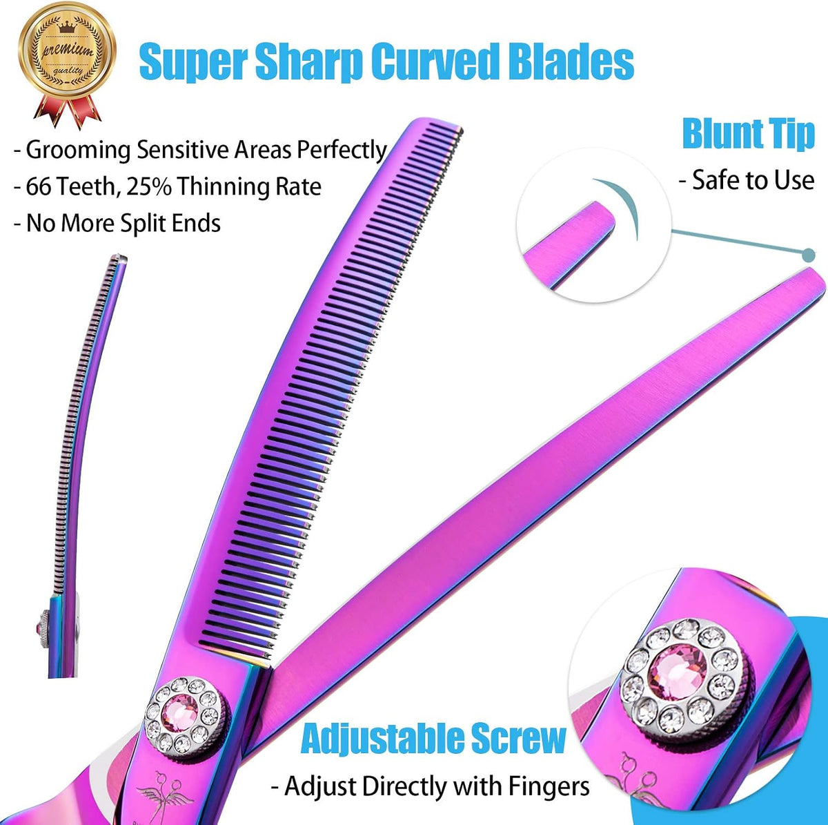 purplebird 7" dog grooming scissors - thinning texturizing shown in use