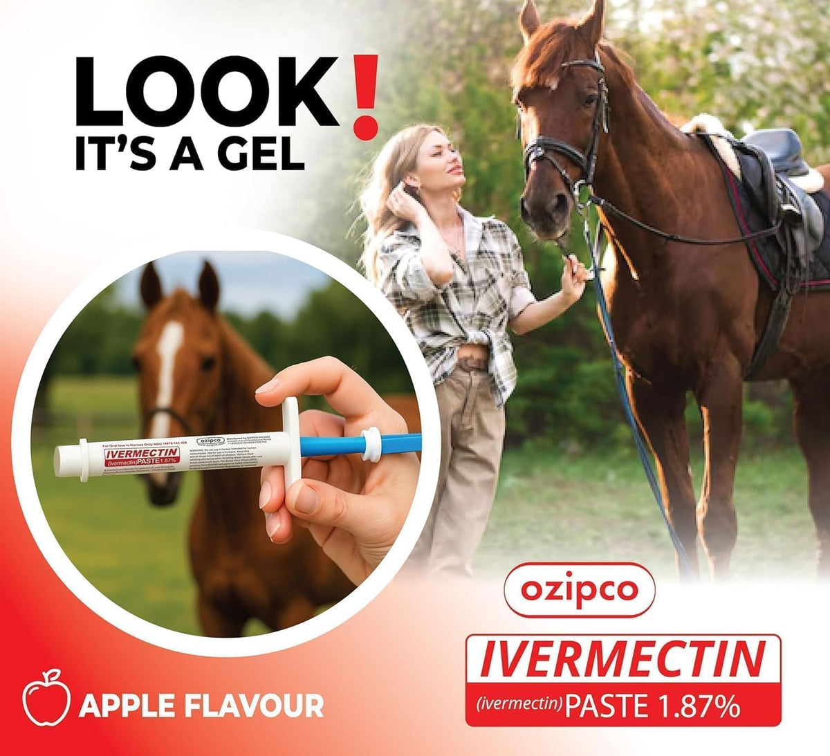 ivermectin horse paste 1.87% | apple flavor –, side view