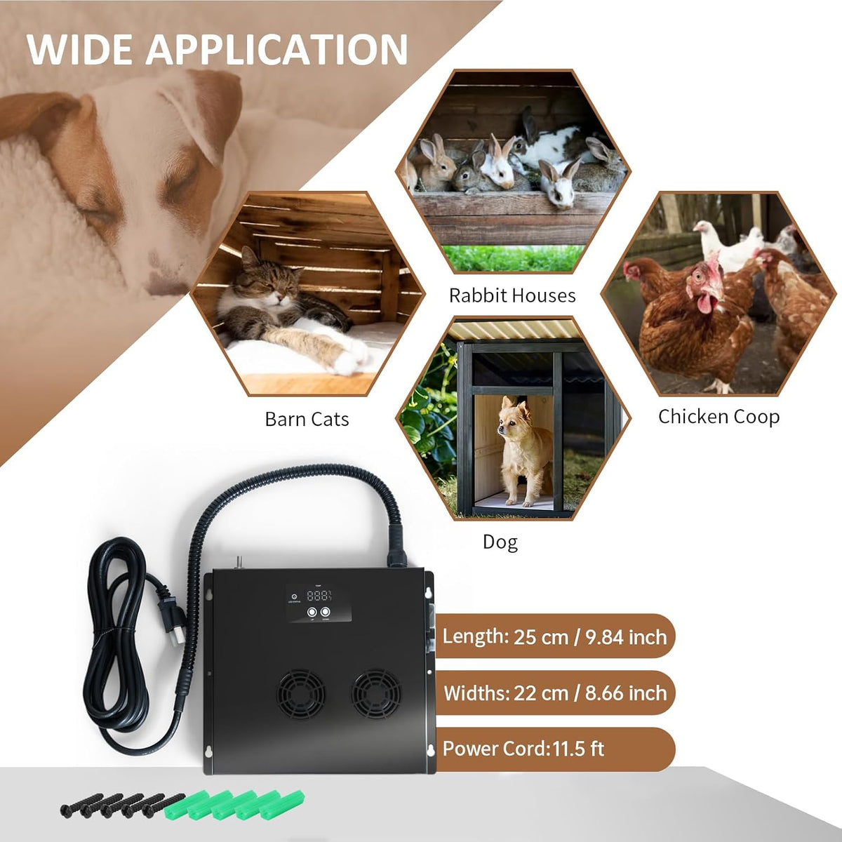 briidea 400w dog house heater with ptc rapid on a desk or shelf
