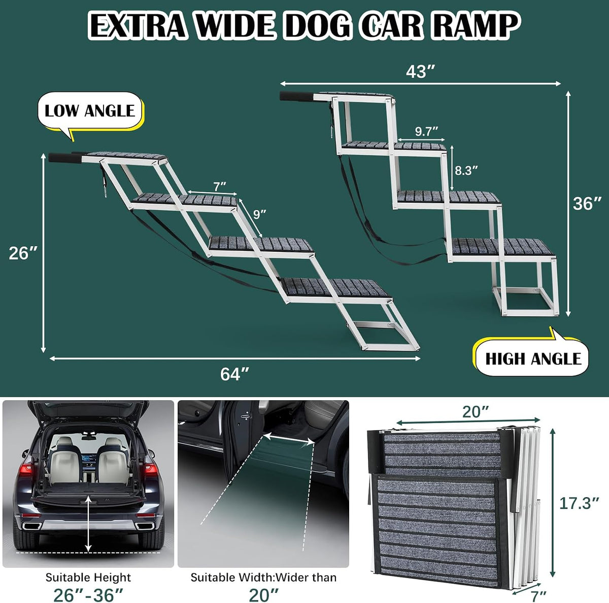 joyrally dog steps for car, foldable 4-step stairs shown in use