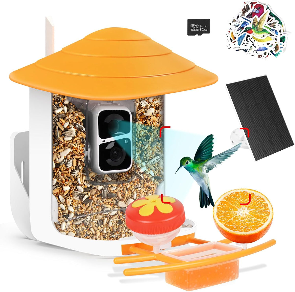 bird feeder with camera,1080p hd,160° wide angle,ai recognition, main product view
