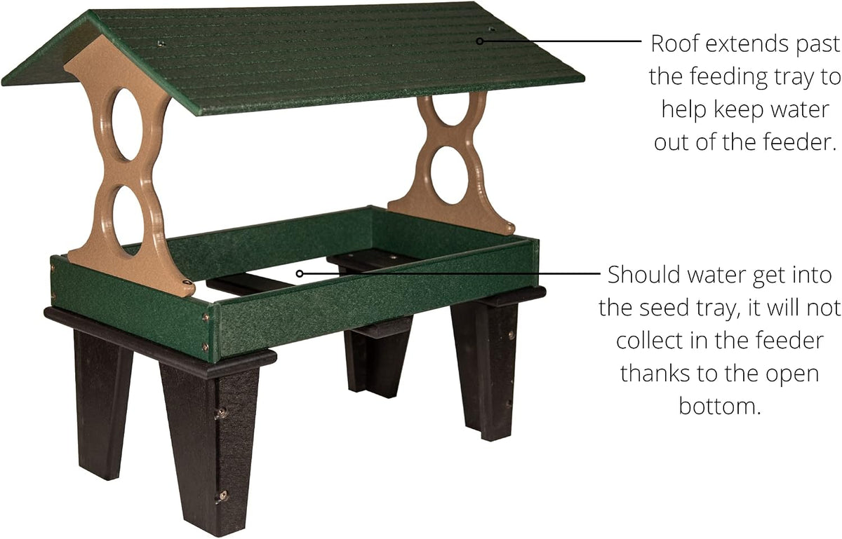 jcs wildlife large ground fly thru bird feeder showing dimensions