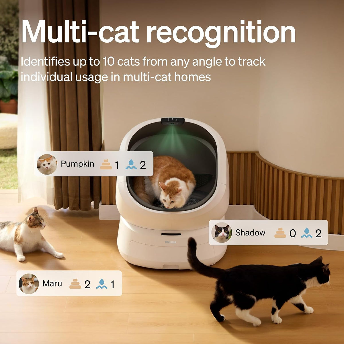 petlibro automatic litter box with ai-camera waste analysis showing dimensions