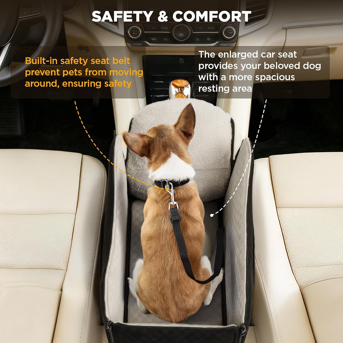 bonthee center console dog car seat for small showing dimensions