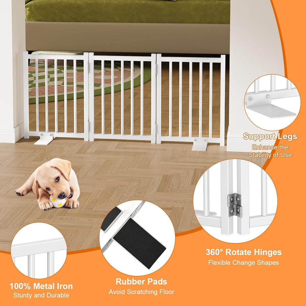 snughome short dog gate indoor, 16" high freestanding showing dimensions