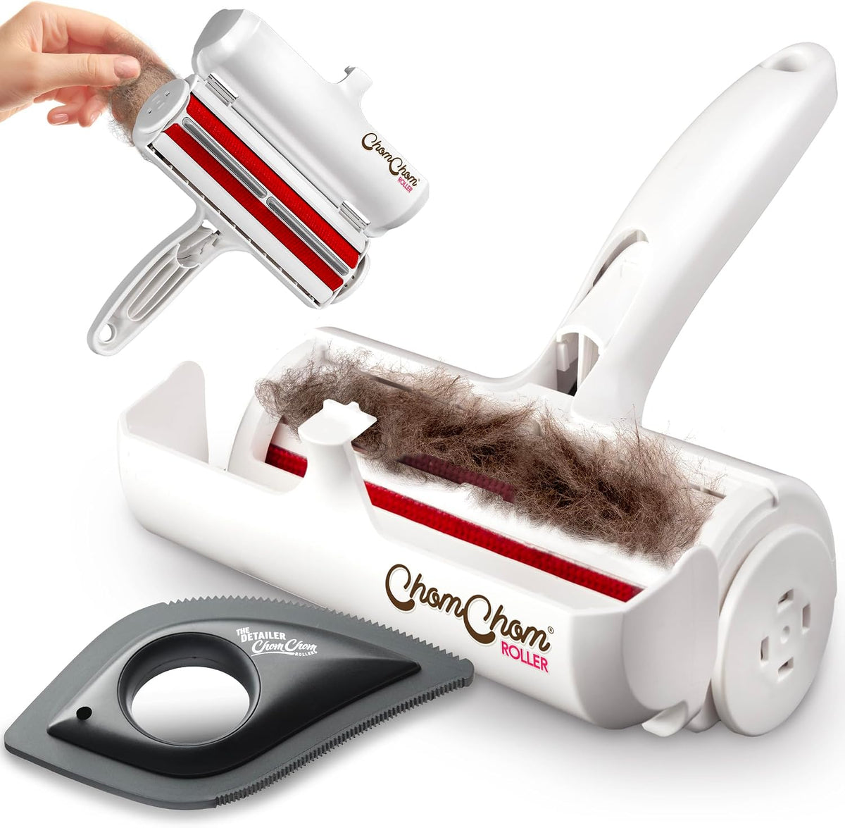 chomchom roller and detailer, white, main product view
