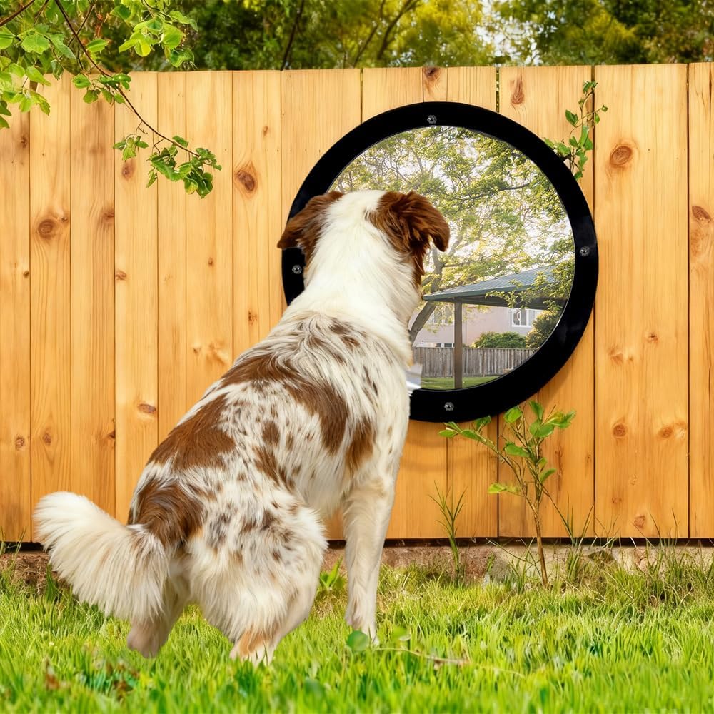 dog fence window, 12.4 inch clear pet dome showing dimensions