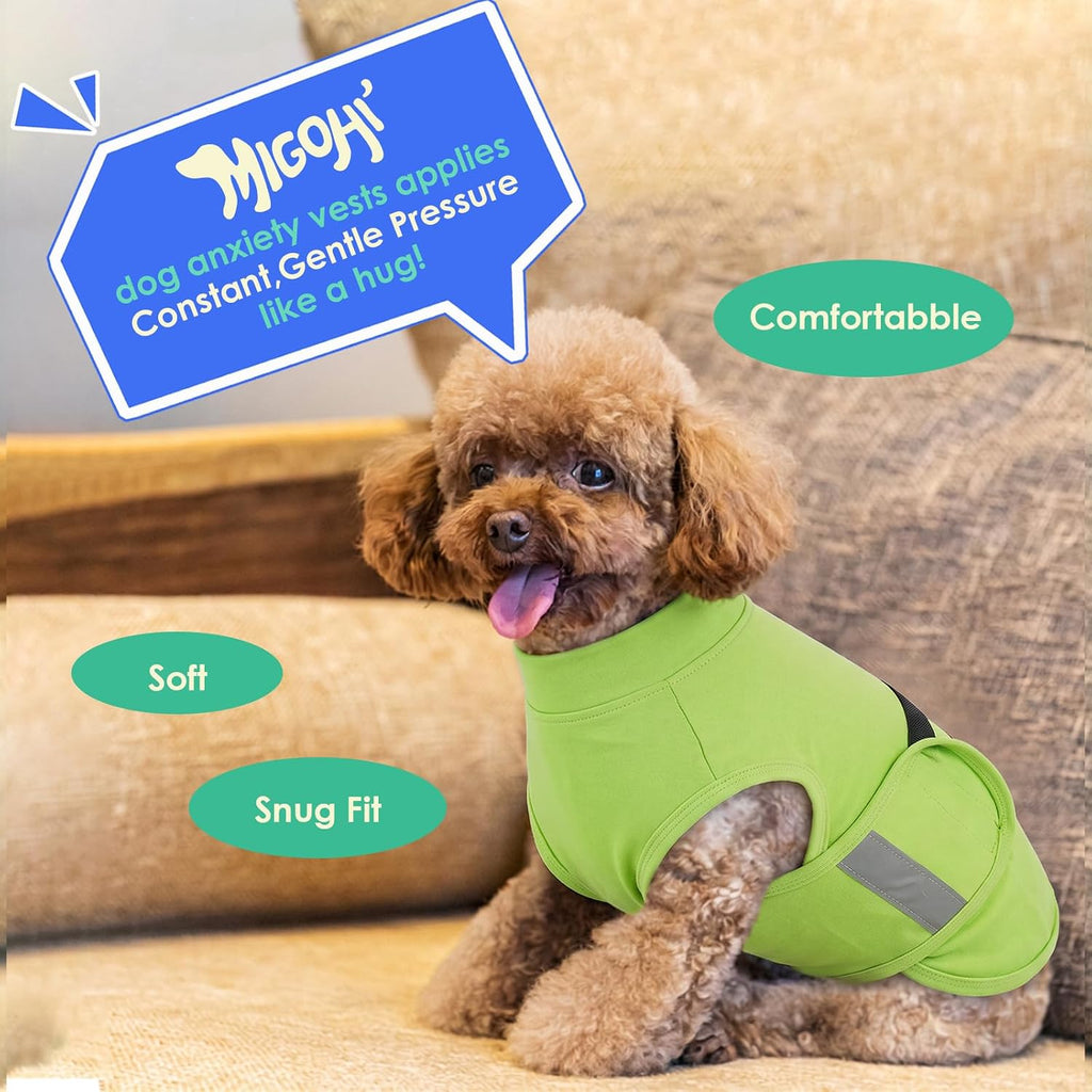 migohi dog anxiety relief coat, xl, lightgreen on a desk or shelf