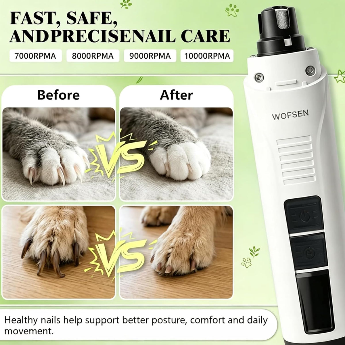 whisper-quiet dog nail grinder, safe & stress-free for, side view
