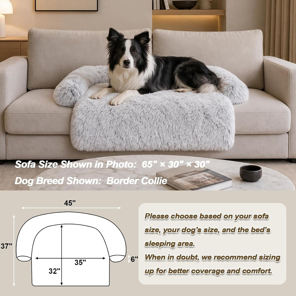 calming dog bed fluffy plush dog mat for showing dimensions