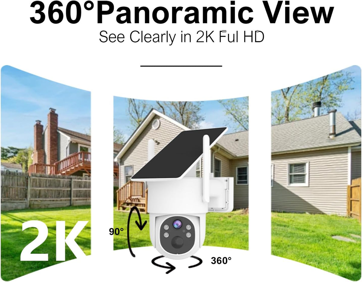 4g lte solar security camera outdoor, 2k ptz shown in use