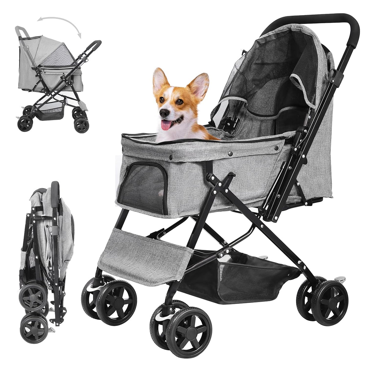 pet stroller with reversible handle for dogs, up, main product view