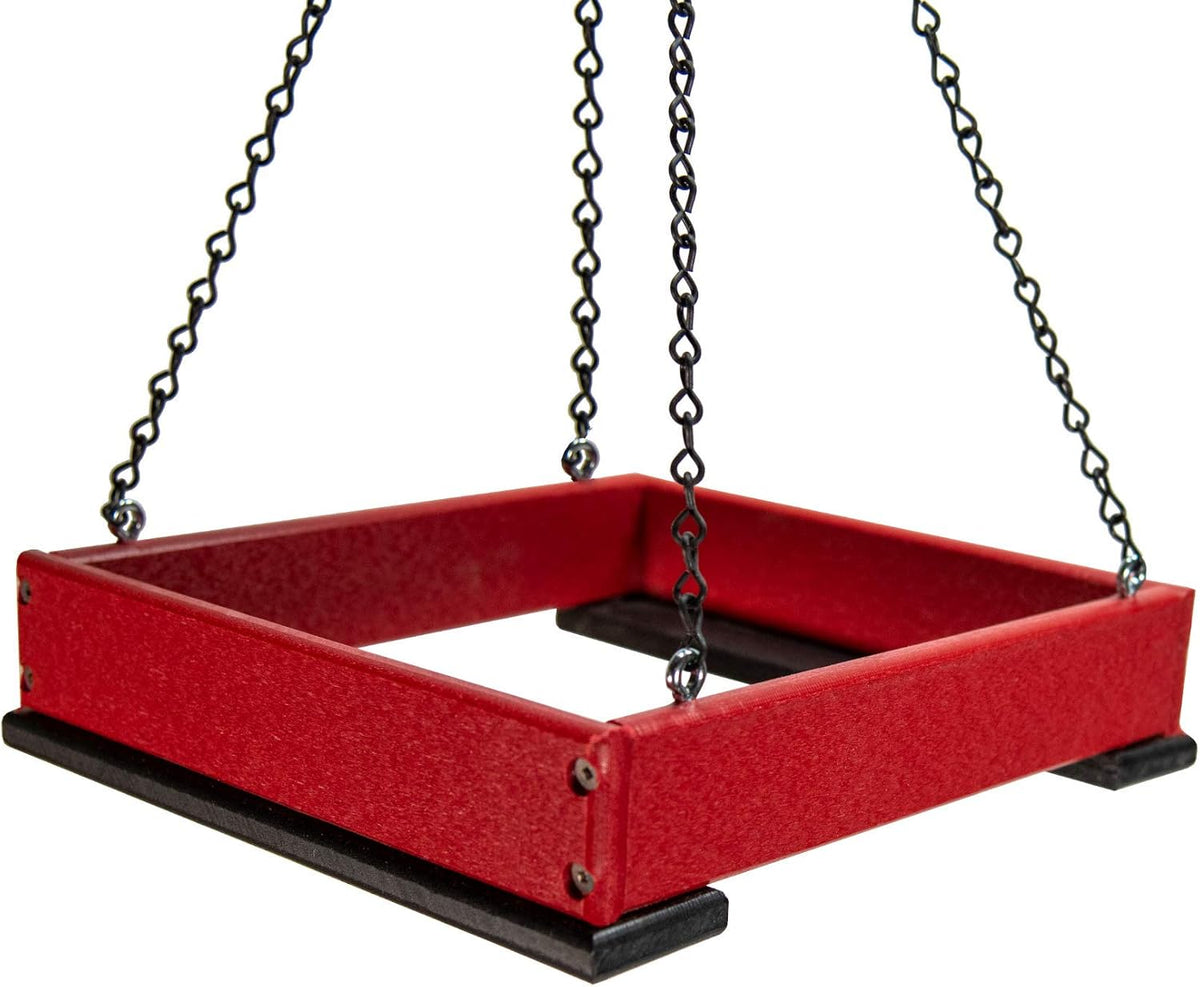 jcs wildlife poly lumber hanging tray platform bird showing dimensions