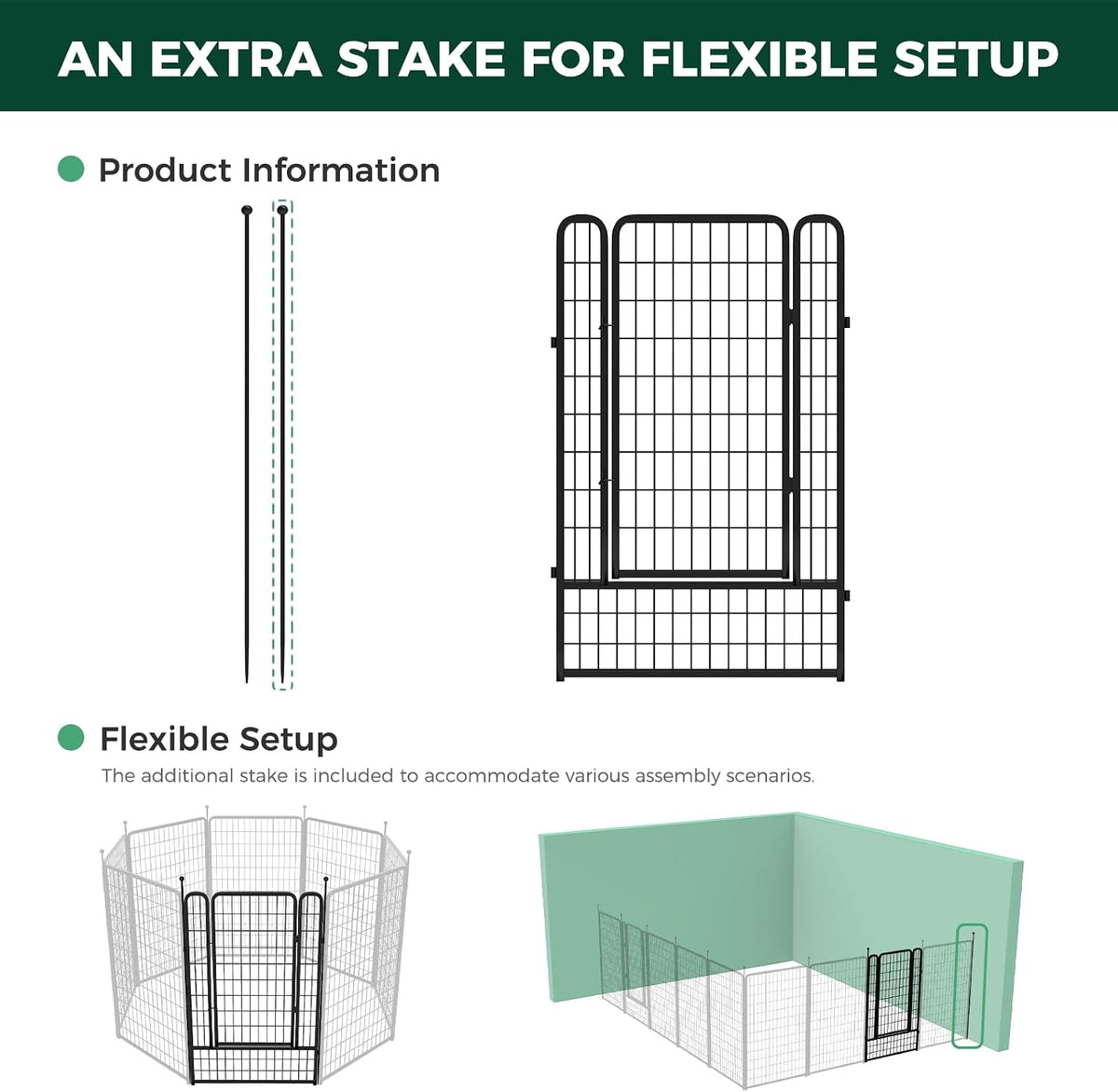 fxw add-on gate panel for outdoor dog playpen, side view