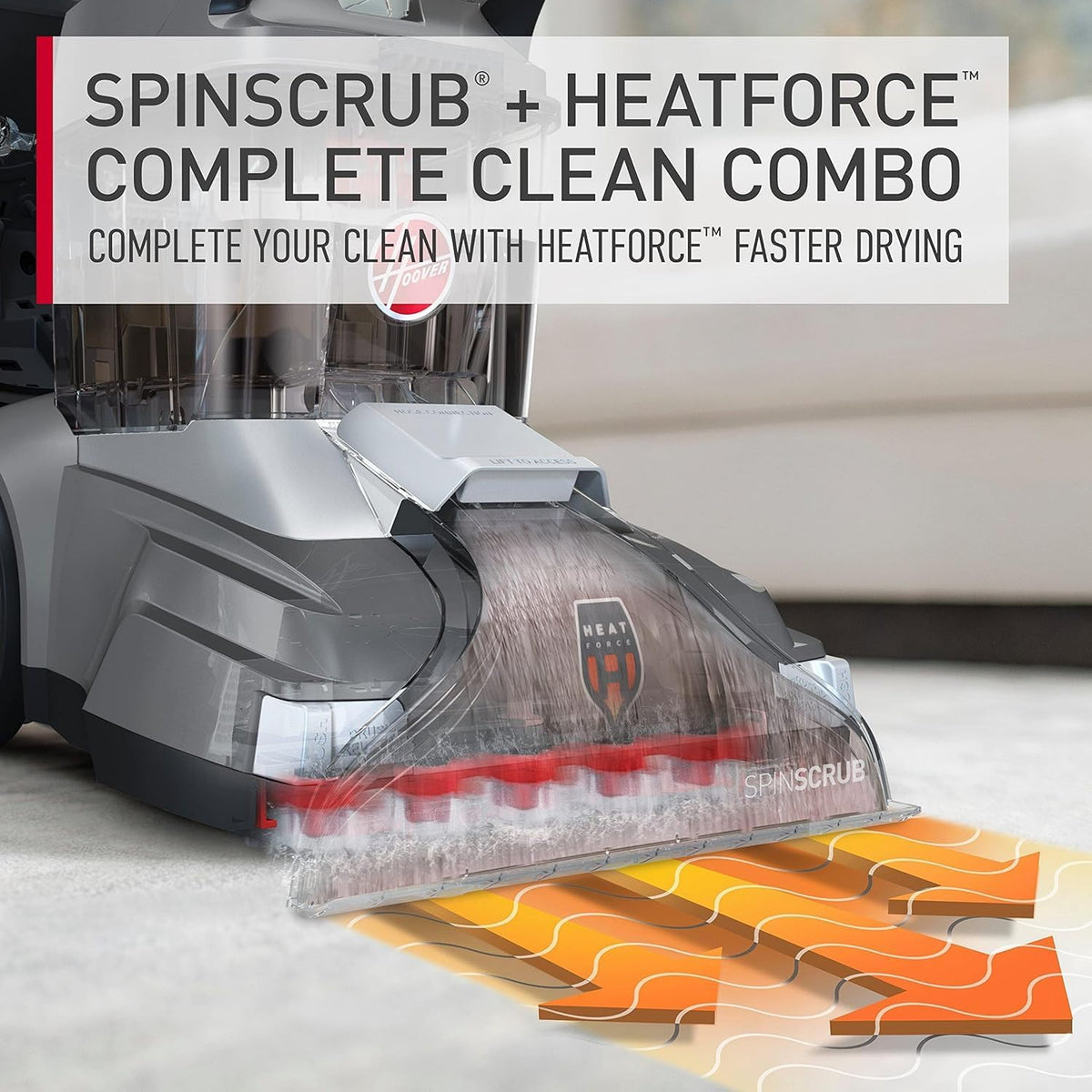 hoover powerscrub xl pet carpet cleaner machine, deep, close-up detail