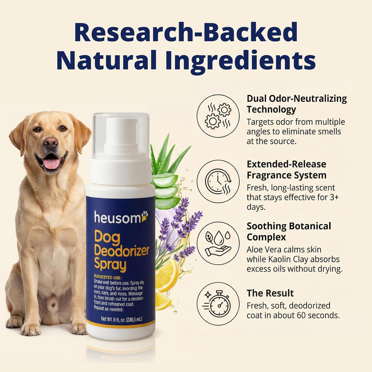 pet deodorizer spray for odor control, side view