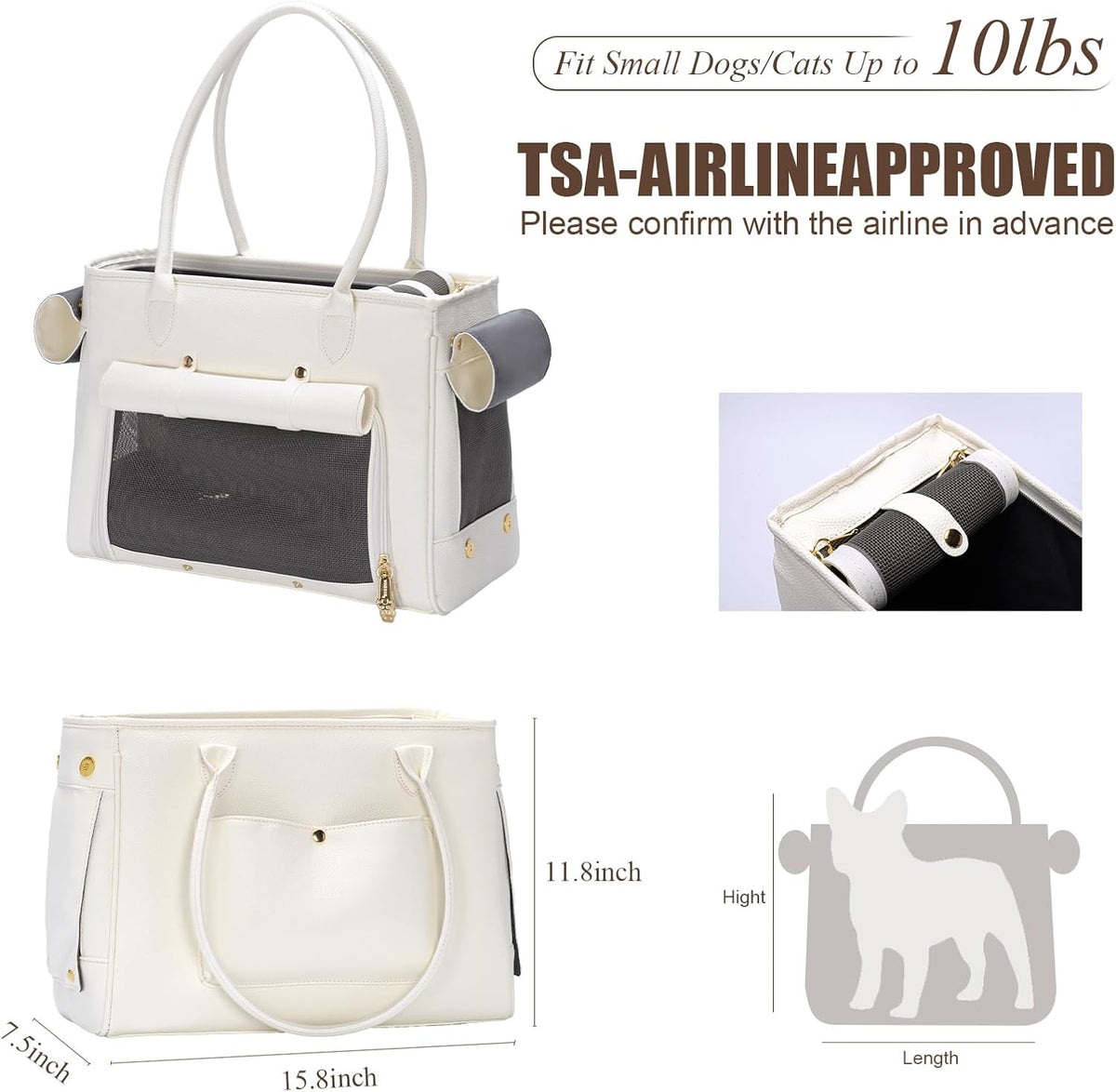 fashion pet carrier purse for small cat and shown in use