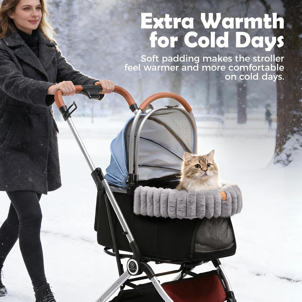 gtplayer pet stroller mat, plush quilted dog &, close-up detail