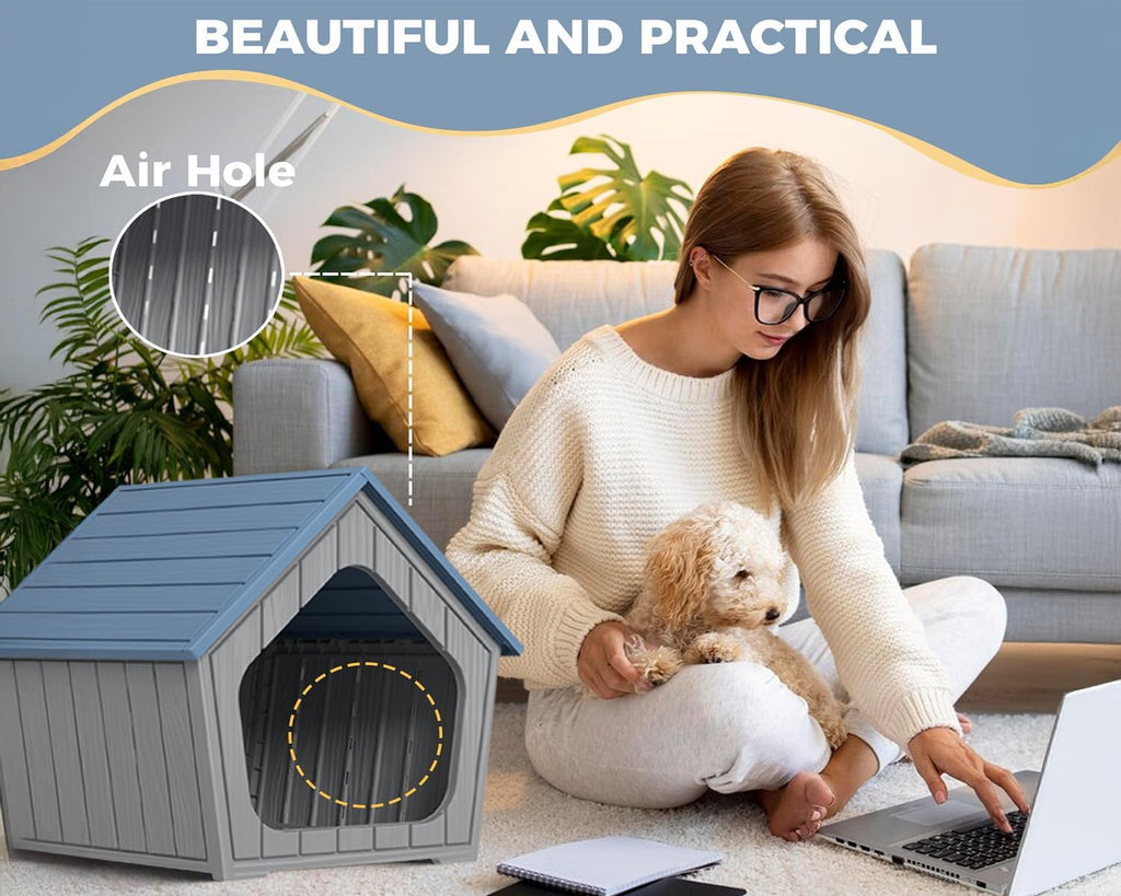 drato small dog house indoor/outdoor, blue, package contents