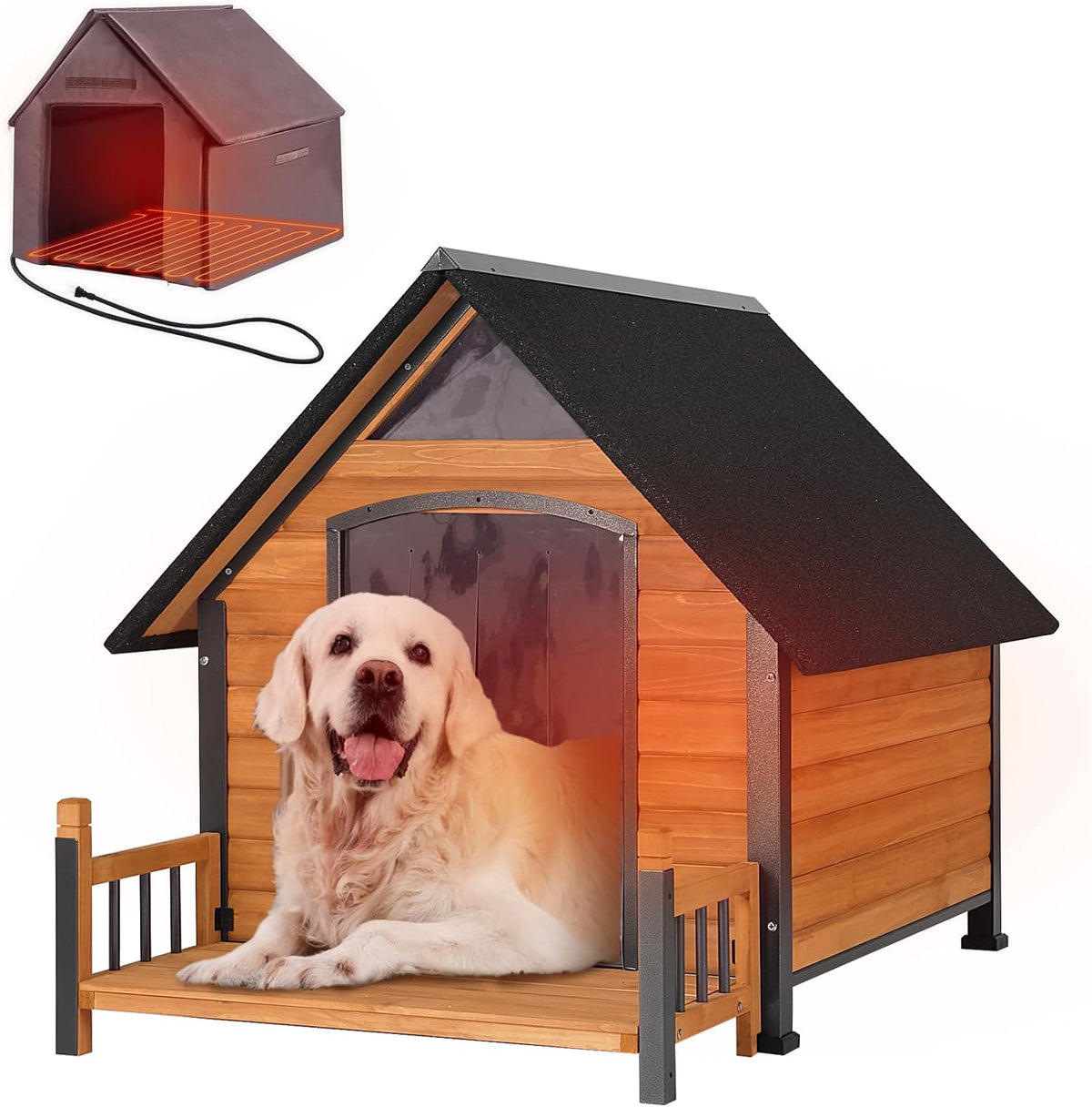 outdoor heated dog house with all-around insulated liner, main product view