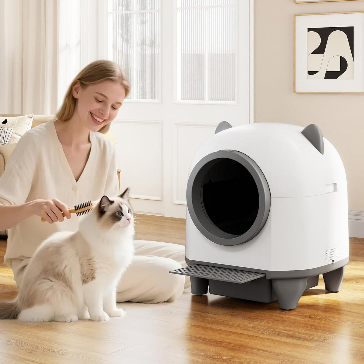 petsite automatic cat litter box, 80 l self shown in use