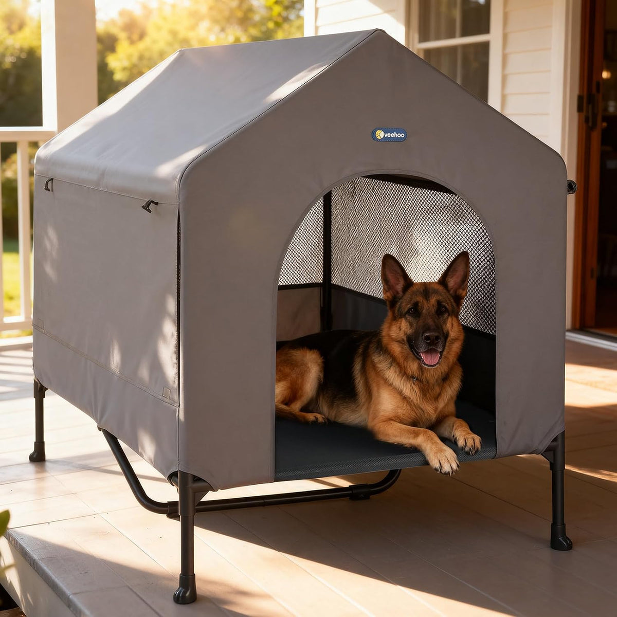 veehoo 47" dog house, 2-in-1 x-large dog house, main product view