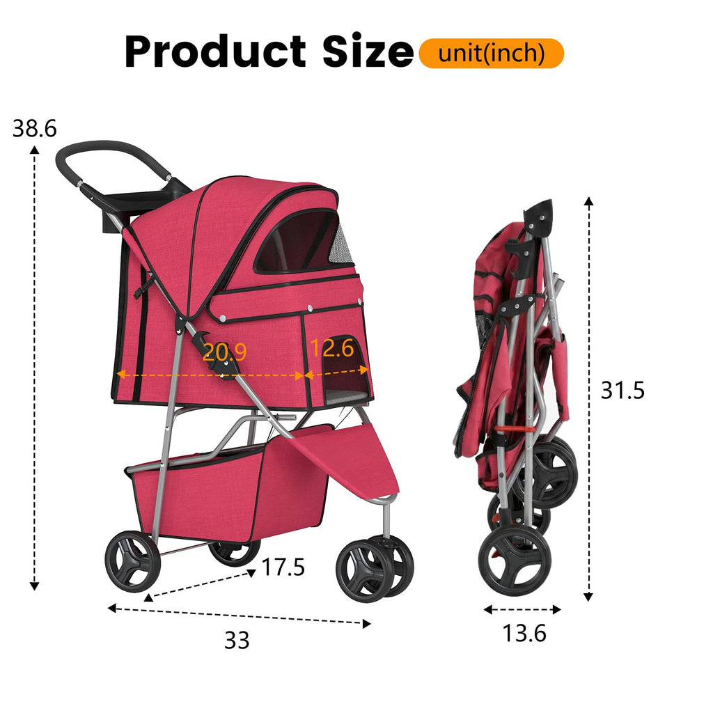 bestpet | 3-wheel pet stroller | red | on a desk or shelf