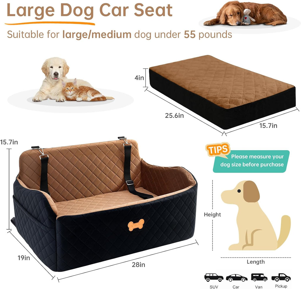car seat for large size dog, booster seat, side view