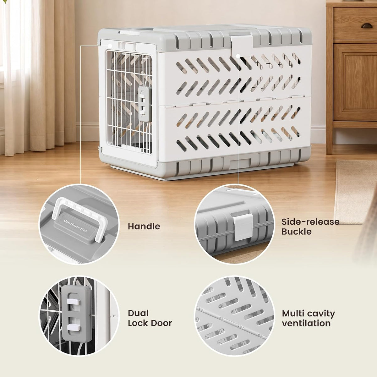 28 in handle basic dog crate for indoor, close-up detail