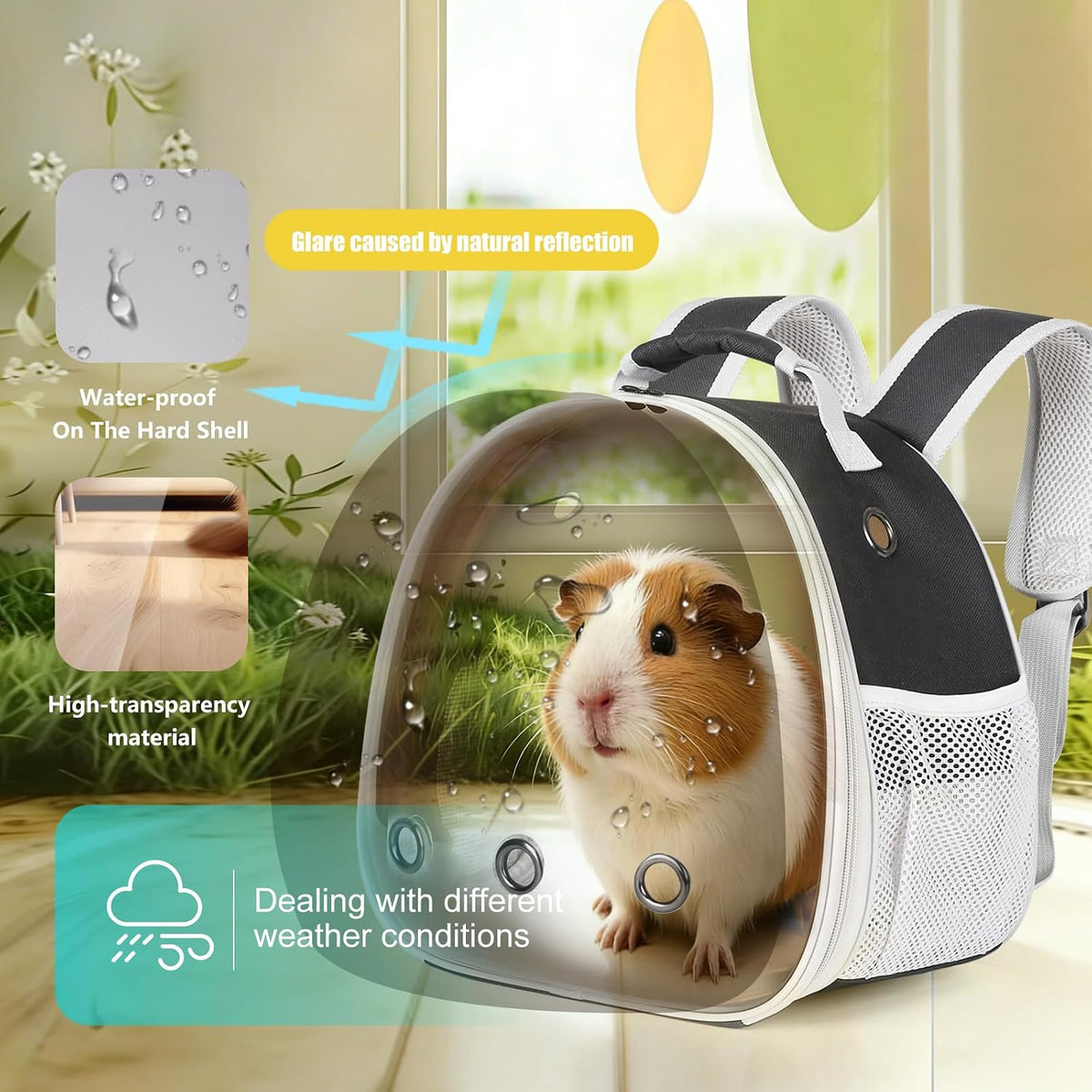 portable guinea pig backpack, polarized bubble backpack for, side view
