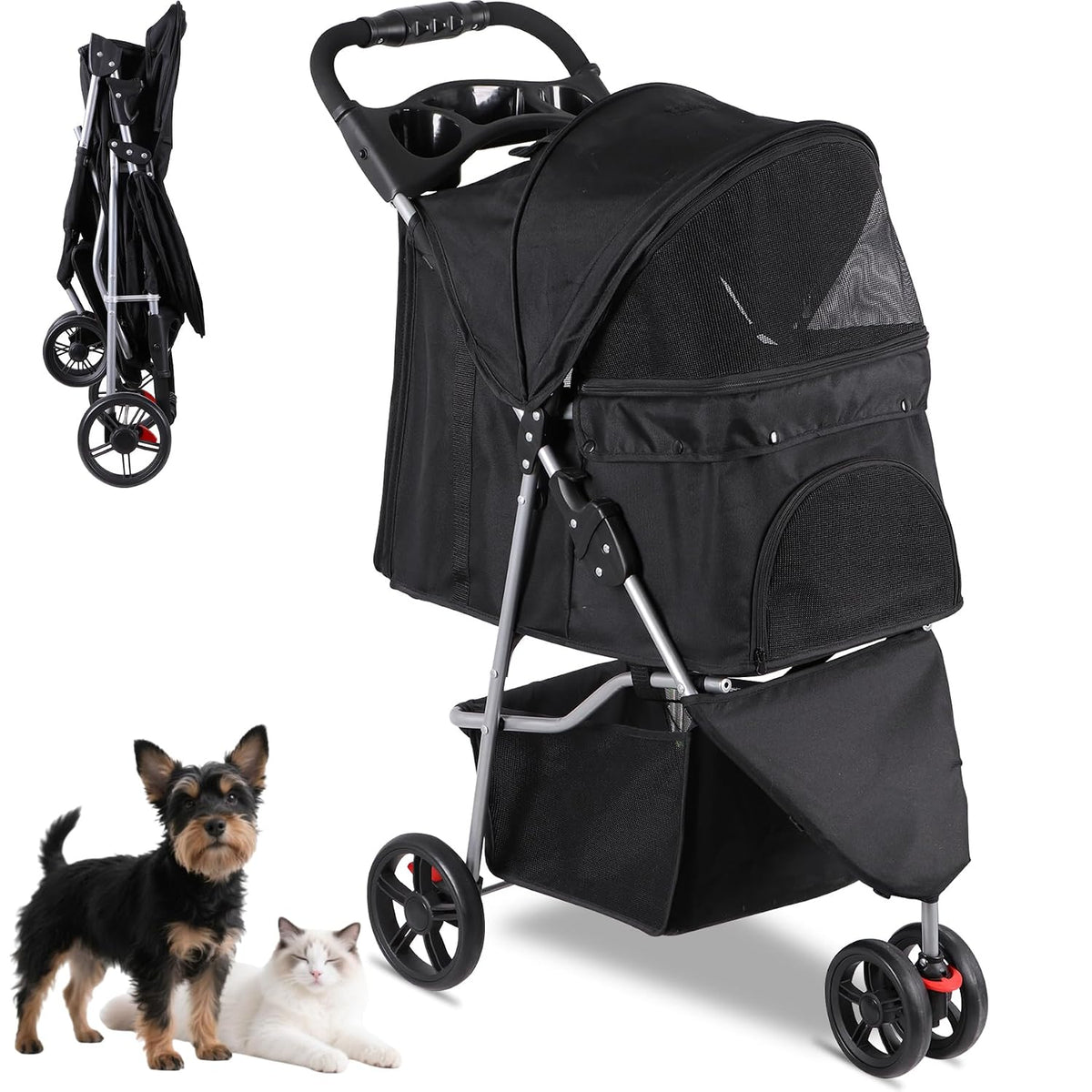 foldable pet stroller for cats and dogs 3, main product view