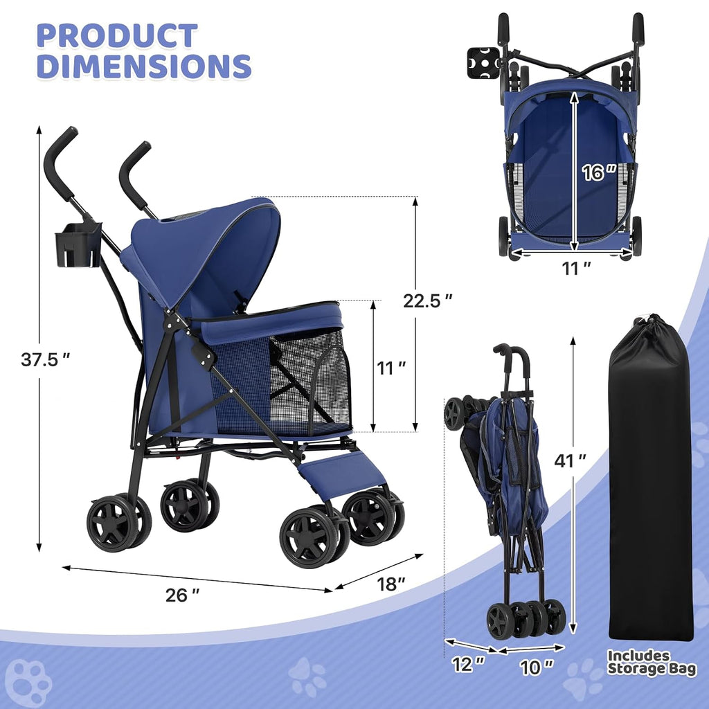 magshion compact fold pet travel stroller for small shown in use