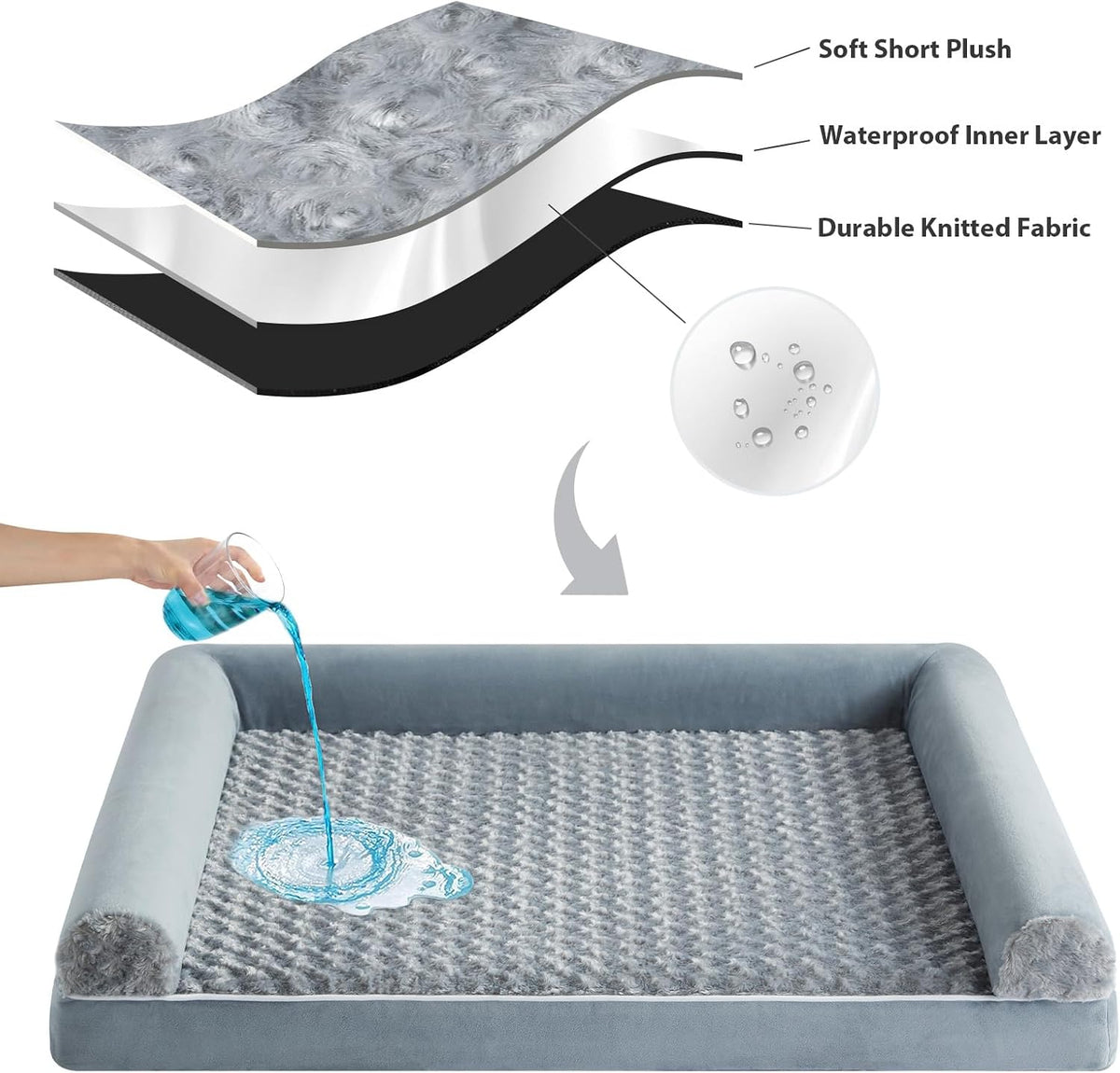 bfpethome orthopedic washable large dog bed for senior showing dimensions