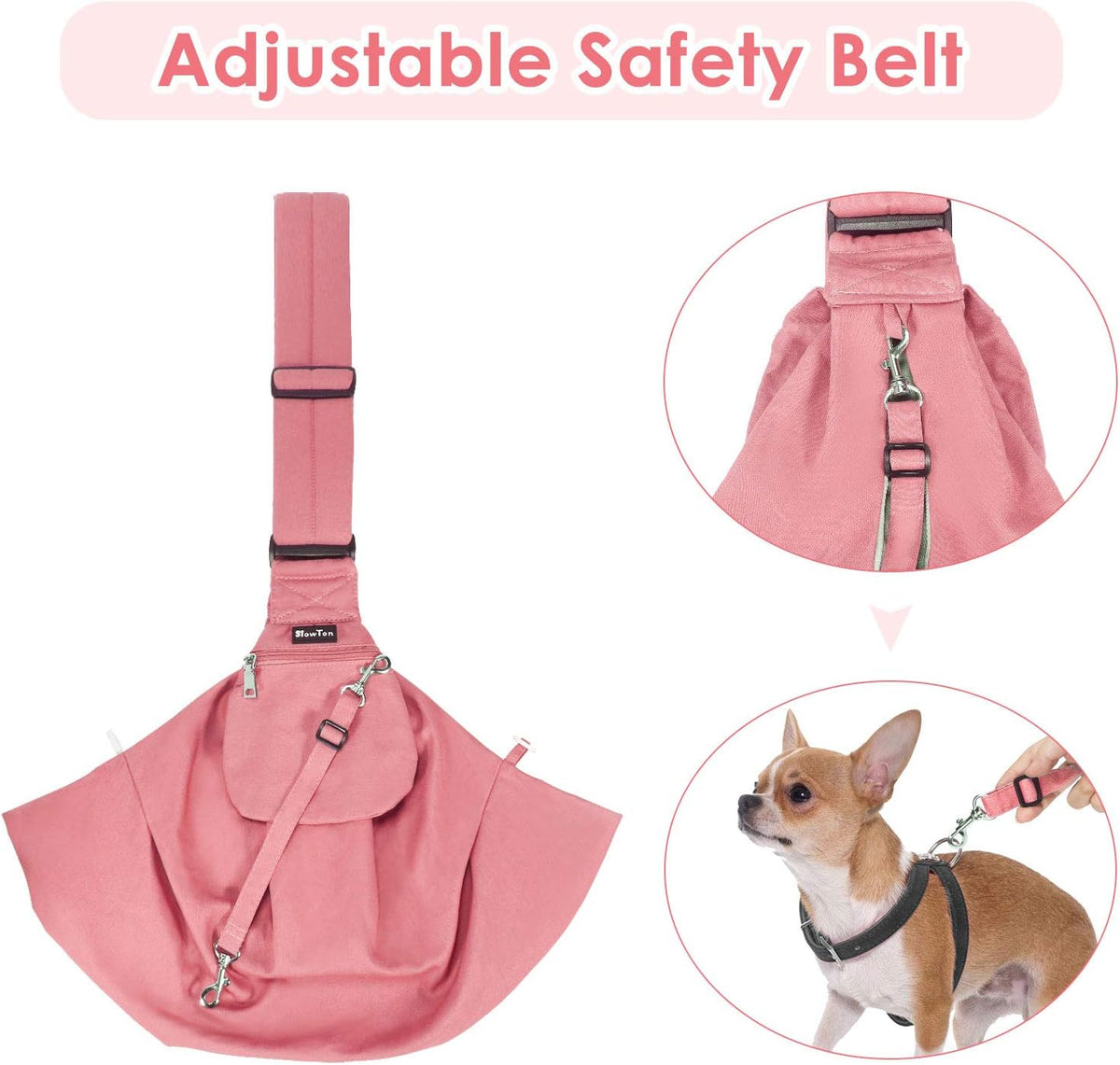 slowton dog carrier sling - thick padded shoulder, close-up detail