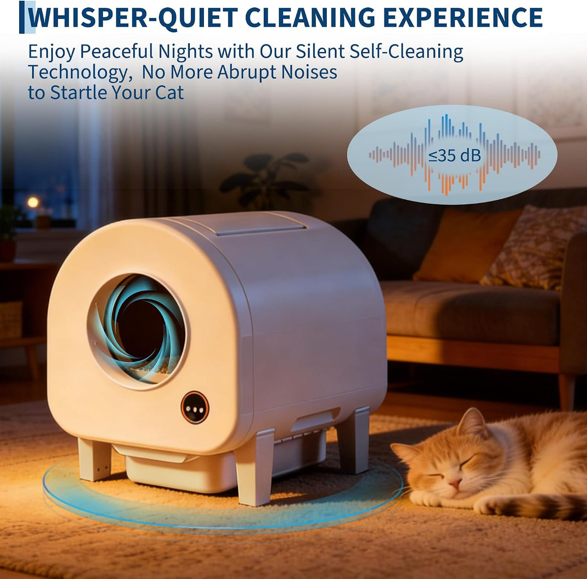 garvee self-cleaning cat litter box, automatic smart pet showing dimensions