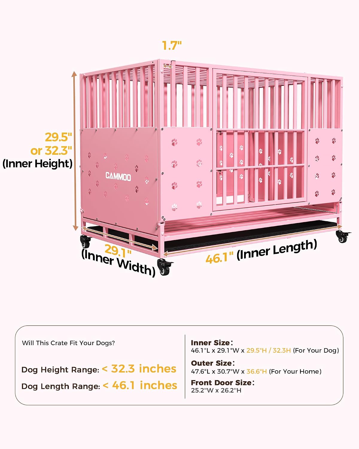 cammoo 48'' heavy duty dog crate/kennel for large, package contents