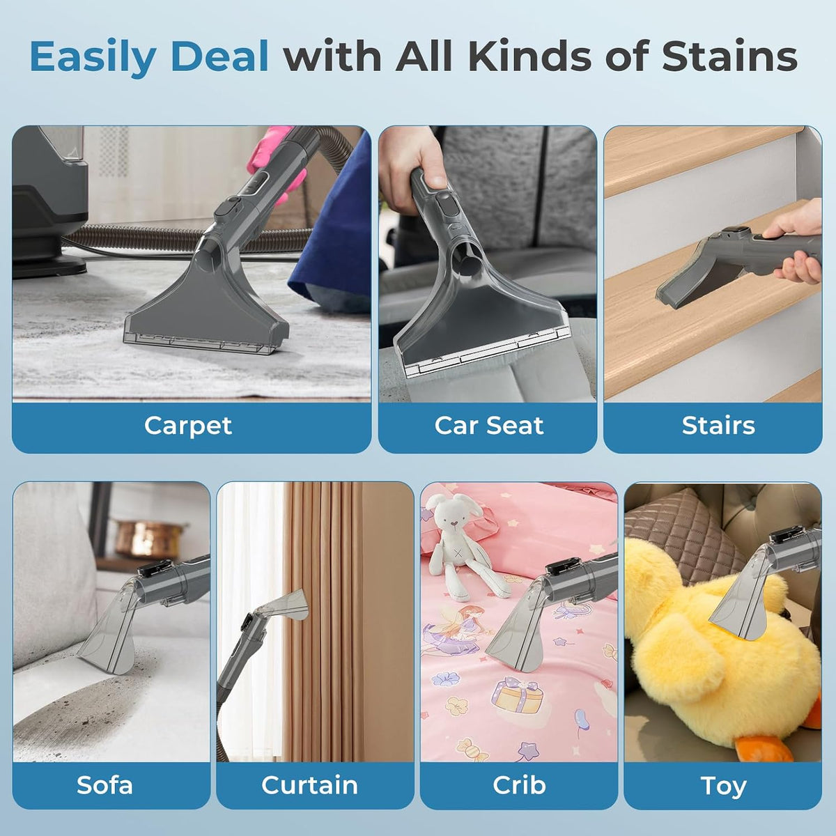 arlime carpet cleaner machine, 600w deep pet stain, side view