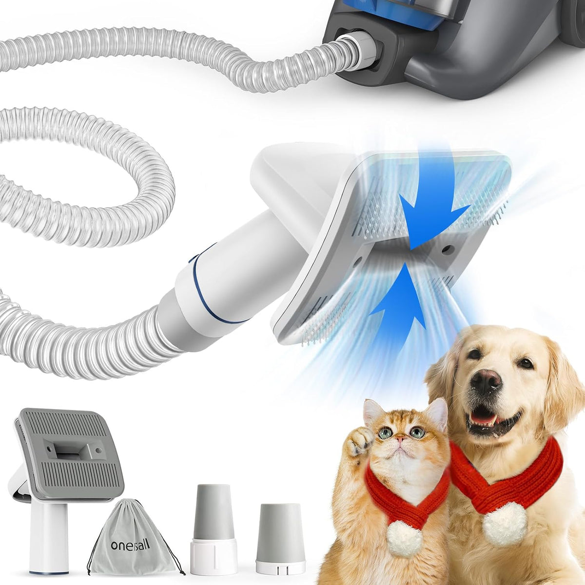 oneisall dog brush vacuum attachment with 1-1.5'' universal, main product view