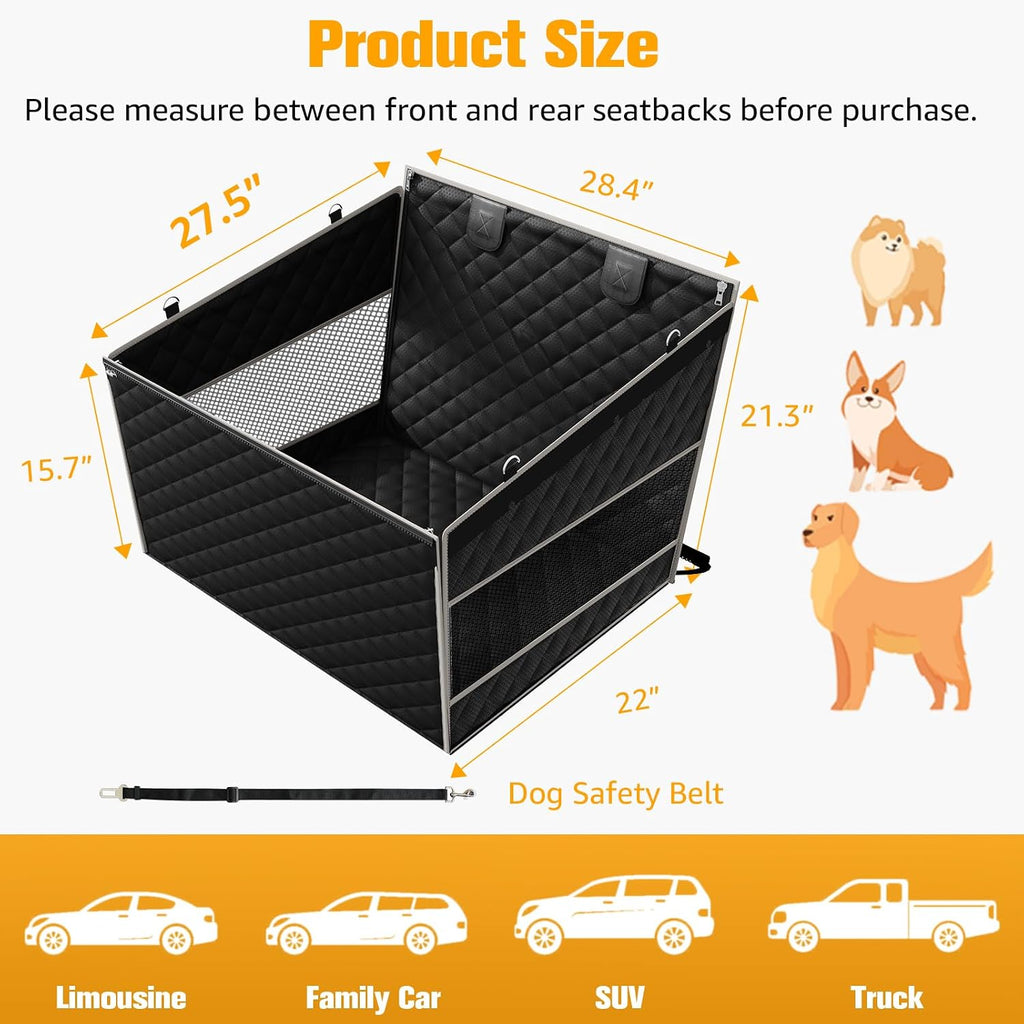 peticon large dog car seat, back seat extender, side view
