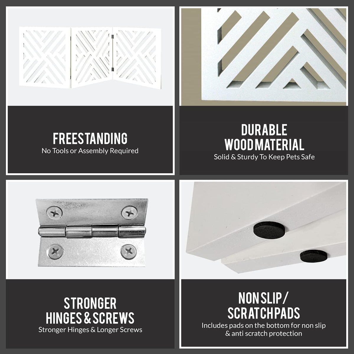 freestanding dog gate expandable decorative wooden fence for, side view