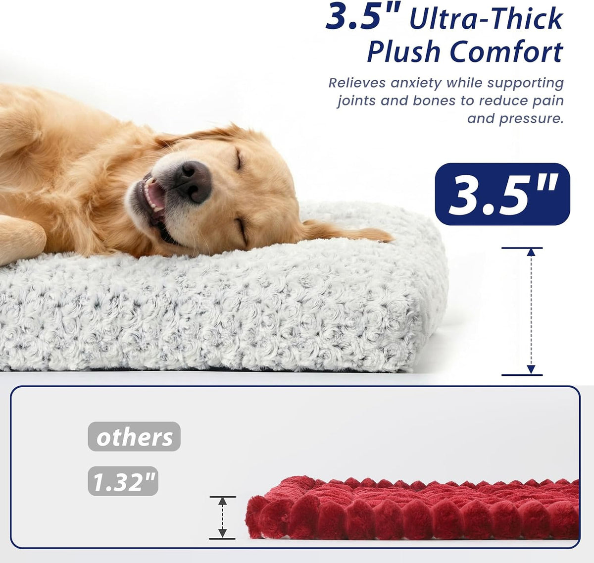 3.5" thick plush dog bed mat for car, close-up detail
