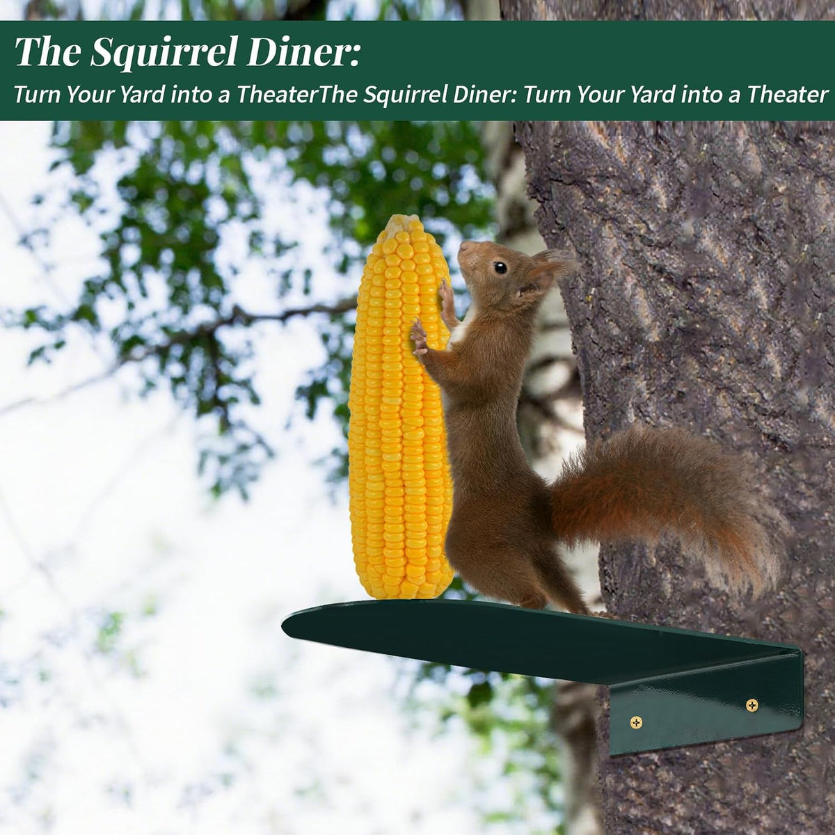 leifide 2 pcs squirrel corn cob feeder platform shown in use