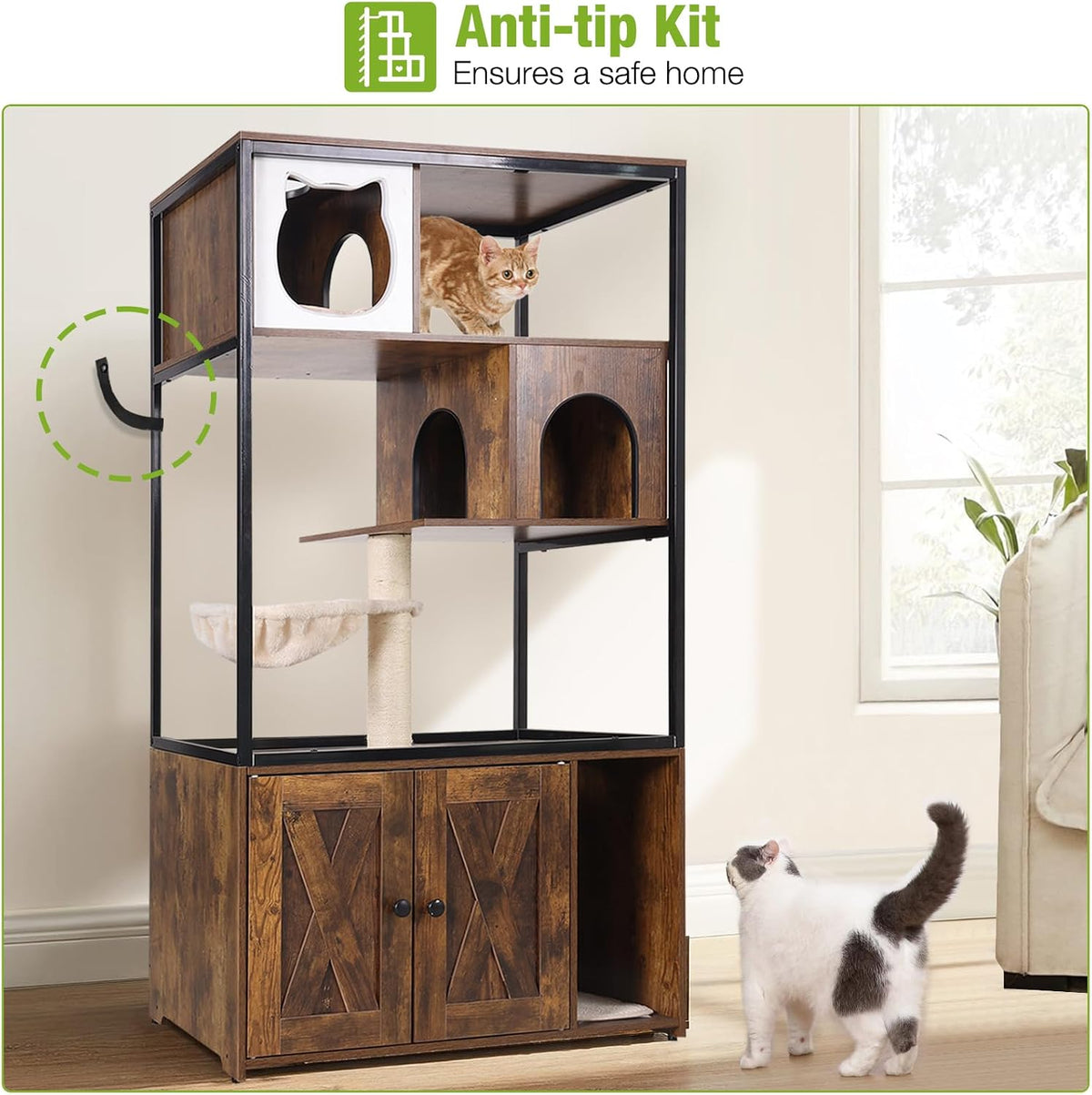 gutinneen all-in-one cat litter box enclosure hidden litter shown in use