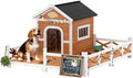 pawhut outdoor dog house, 56" wooden dog house, main product view