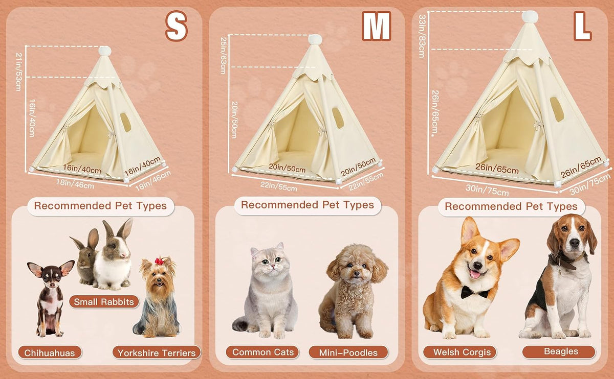 large cat & small dog teepee tent house, package contents