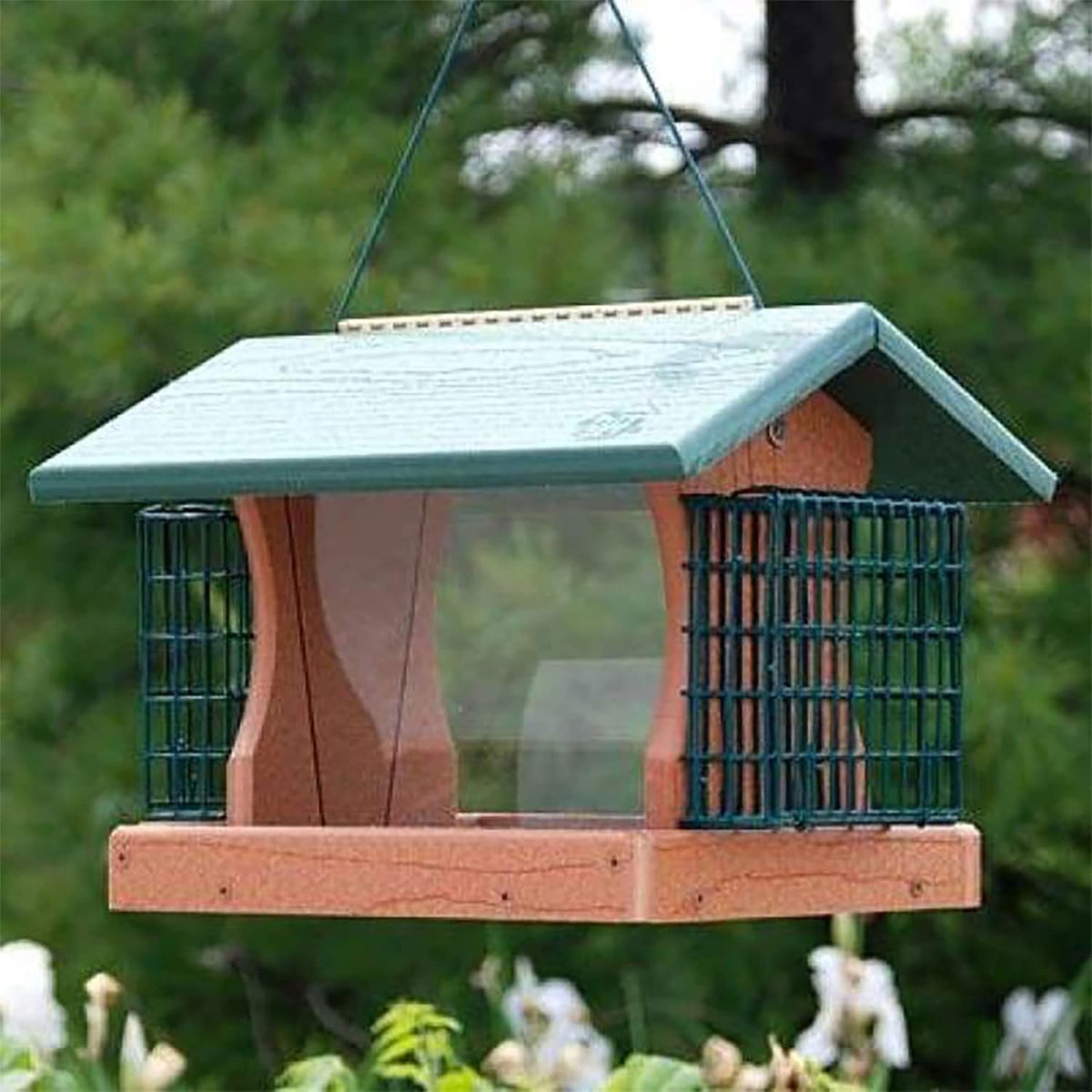woodlink going green large premier bird feeder with shown in use
