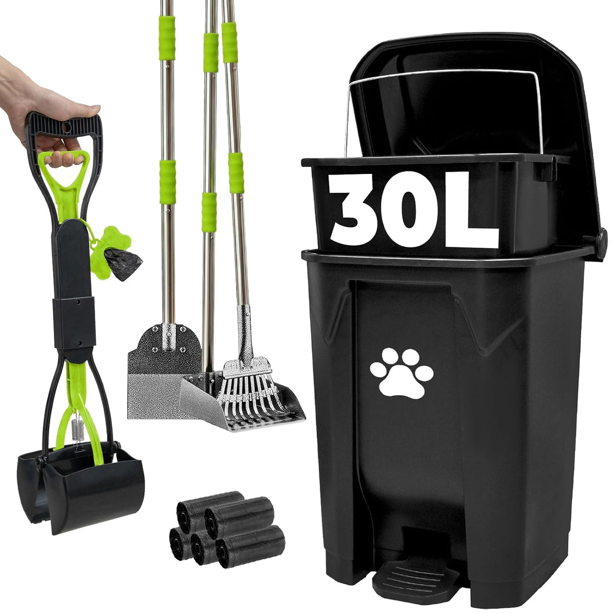 30l dog poop trash can outside, pet waste, main product view