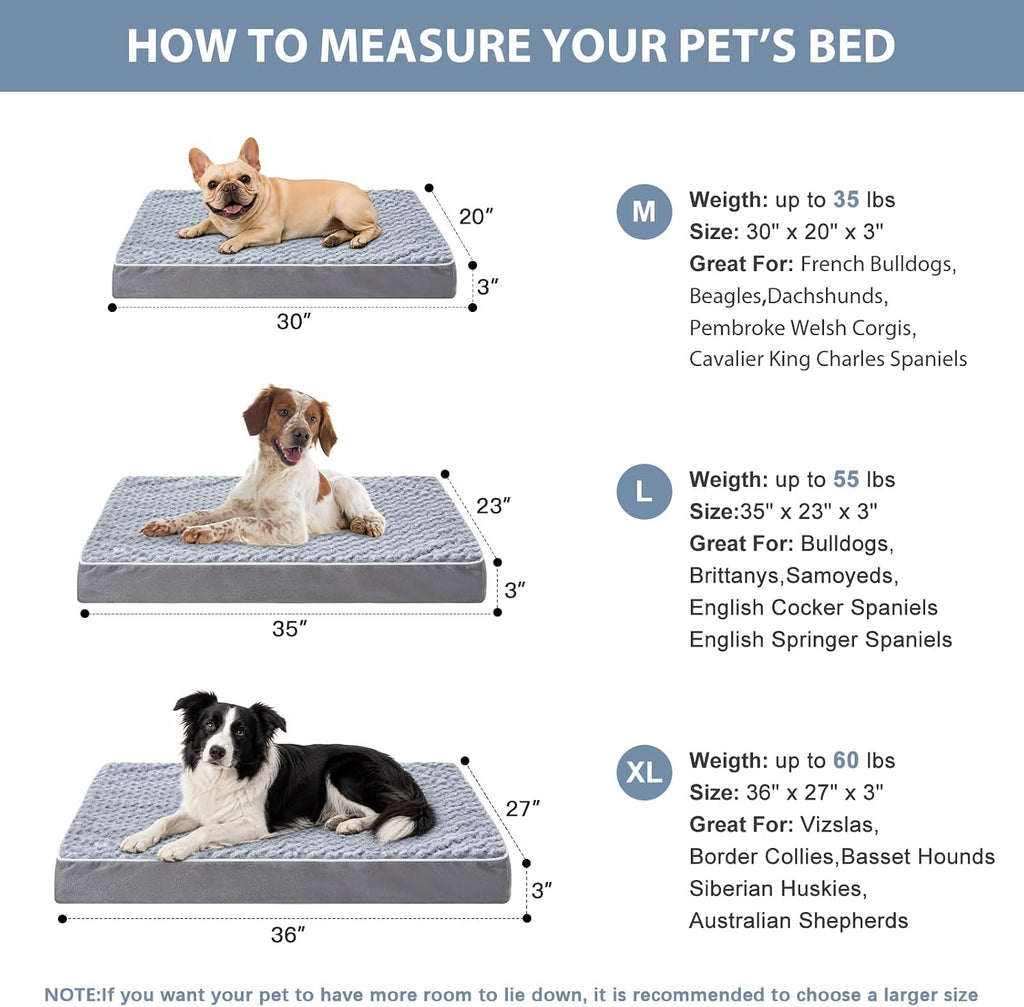wnpethome orthopedic waterproof large dog crate bed for showing dimensions